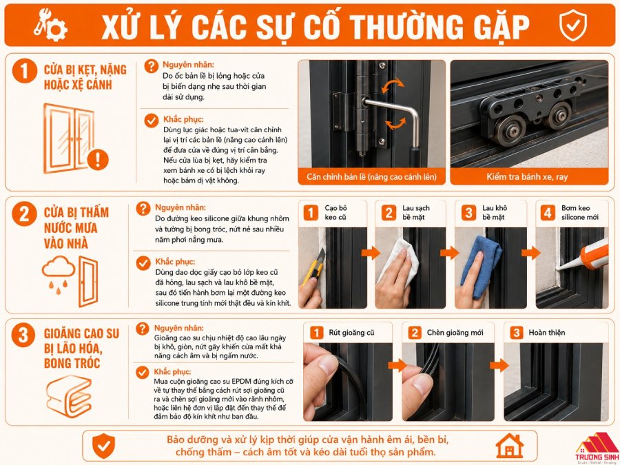 Xử lý các sự cố cửa nhôm kính